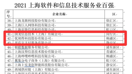 UCloud优刻得荣登“2021上海软件和信息技术服务业百强”榜单